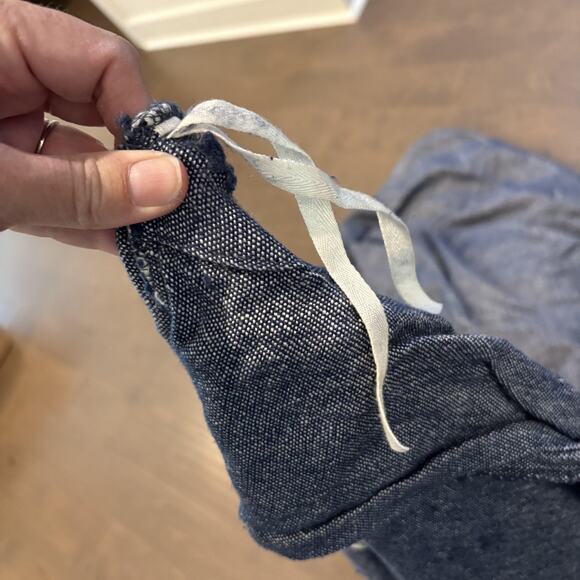 CB2 Weekndr Chambray Duvet Cover Full/Queen Navy Linen Blend 81x91 Button Ties - Picture 4 of 8